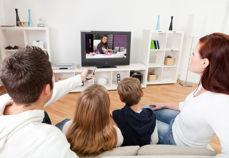 family watching tv